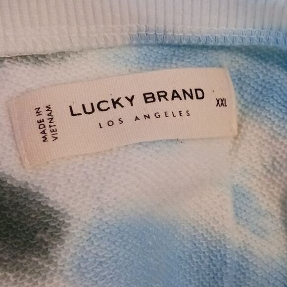 NEW Lucky Brand Crew Neck Cropped Blue Green Tie-Dye Sweatshirt Size XXL - Picture 8 of 11